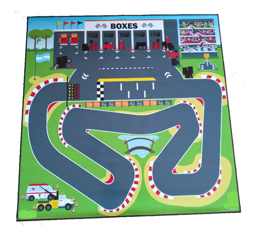 Lona Didáctica Infantil. Pista De Carreras. Vinílica 1x1 Mt