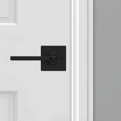 Kwikset Casey - Palanca De Bloqueo Para Puerta De Entrada, Entrada Exterior Con Llave Segura, Con Mango Reversible, Tecnología De Seguridad Smartkey Re-key Y Protección Microban En Negro Mate