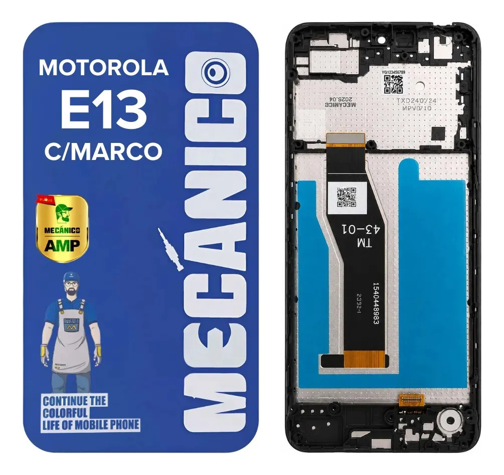 Modulo Compatible Motorola E13 Xt2345 Con Marco Incell Mecanico Pantalla Display Tactil Touch Completo Repuesto Reemplazo Recambio Cambio Reparacion Celular Smartphone Vidrio Frontal Ensamble