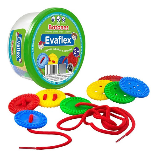 Juego Didactico Evaflex Botones Con Aprox. 20 Piezas Color