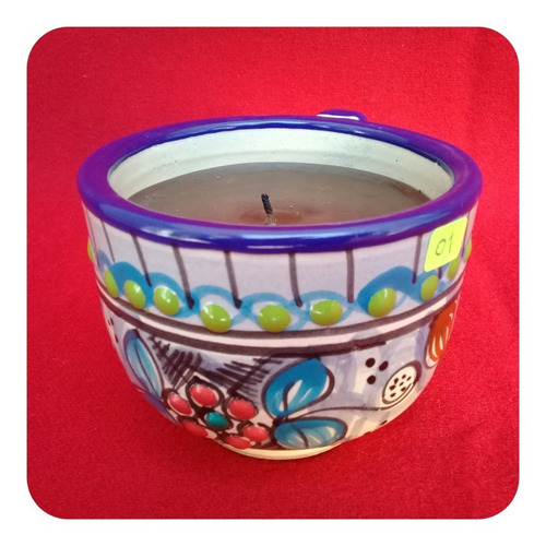 Imagen 2 de 3 de Vela Aromatica De Talavera Poblana Tarro Grande Nuevo! Vls