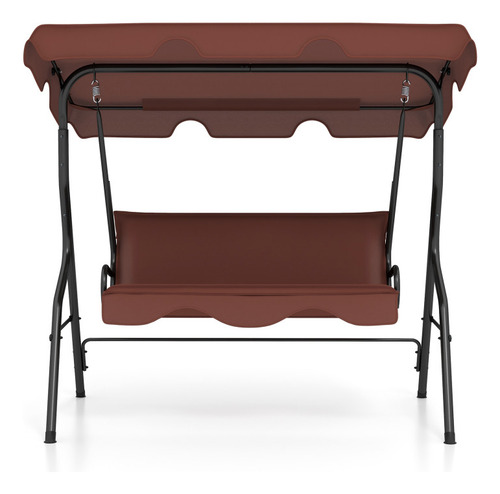 Silla Columpio De Toldo Para Patio, 3 Asientos Marrón