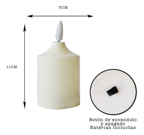 24 Velas Decorativas Luz Led Mecha De Movimiento Luz Calida