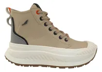 Comprar Tenis Bota Botin Mujer Urbanos Plataforma Cómodos Moda Chunky Hemisferios 200-a Beige Gris