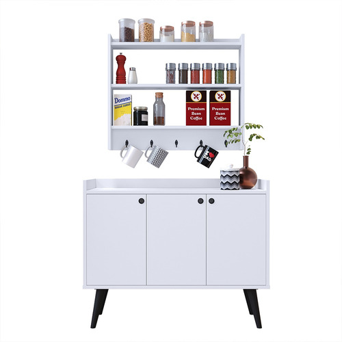 Aparador Buffet Wood New Armarinho Aéreo Amélia Suspenso Cor Branco