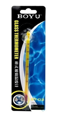 Imagen 4 de 4 de Termometro De Vidrio Con Sopapa Acuario Pecera Peces Boyu Color Amarillo #bt02