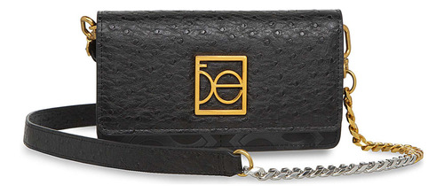 Cartera Grande Cloe Para Mujer Doble Función Solapa Broche Color Negro