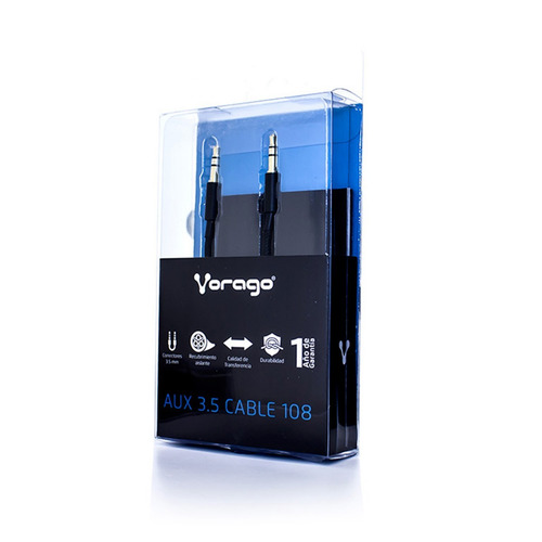 Cable Auxiliar Audio 3.5mm Vorago Bocinas Cab-108 Negro