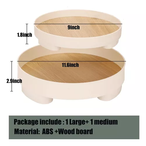 Bandeja redonda de baño, paquete de 2 bandejas organizadoras de encimera de  12 pulgadas y 9 pulgadas, bandeja redonda para cosméticos, bandeja de