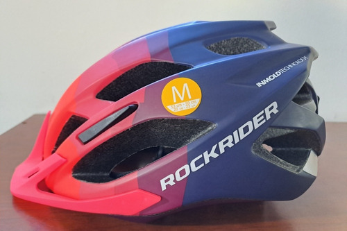 Casco Rockrider, Talla M (53cm - 59cm), Rojo - Azul