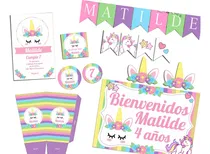Comprar Kit Imprimible Unicornios Arco Iris Solo Textos Editables