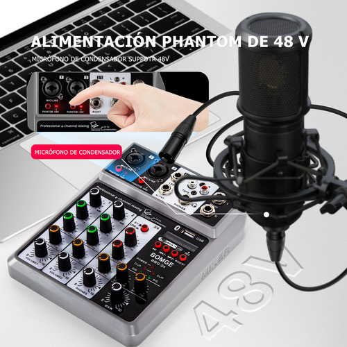 Bomge S4 Consola Mezclador Profesional De 6 Canales Bt Usb