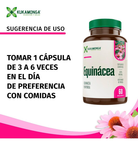 Equinacea | 60 Cápsulas | Anti Viral | Resfriados | 20 Días Sin Sabor