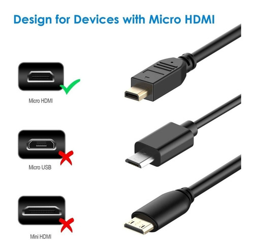 Cable Micro Hdmi A Hdmi Telefonos Android Tablet Laptop Hd