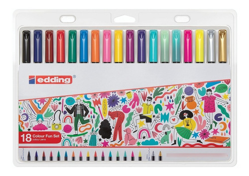 Marcadores Edding 1200 Lettering Colour Fun Set X 18 Colores