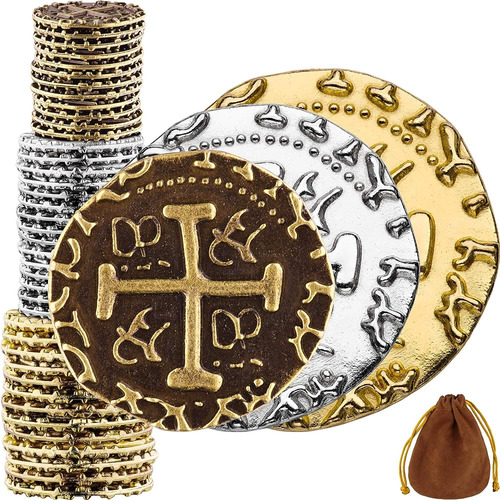 Monedas Piratas - 36 Monedas De Bronce, Plata Y Oro Del Teso