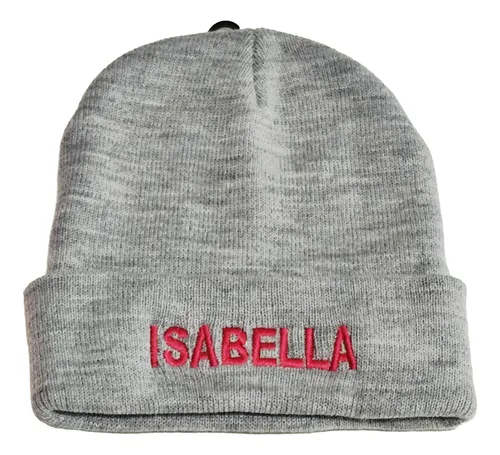 Gorro Tejido Lana Invierno Con Nombre Bordado Personalizado Gris Unica Lisa
