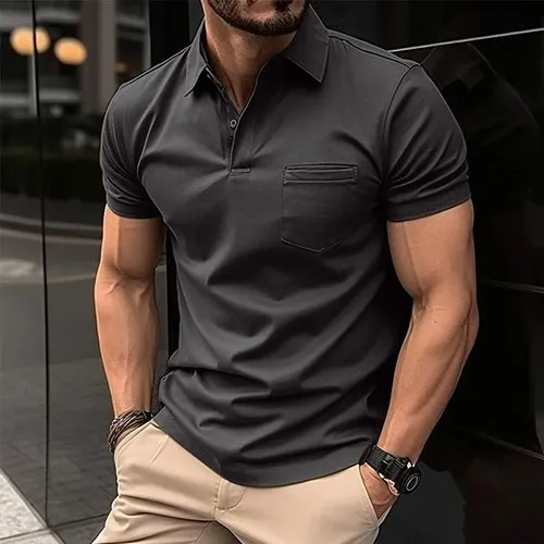 MLB 5024545019 High Quality Polo Liso De Manga Curta Para Homens Estilo JM
