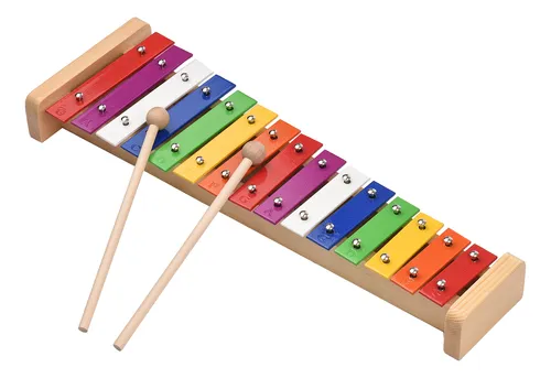 15 Note Glockenspiel Xylophone Wooden Base Colorful Aluminum | MercadoLivre