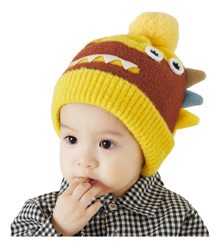 Gorro De Punto Cálido Con Diseño De Dinosaurio De Ganchillo