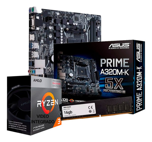 Combo Actualizacion Ryzen 3 3200g + Mother + 16gb Ram Pcreg