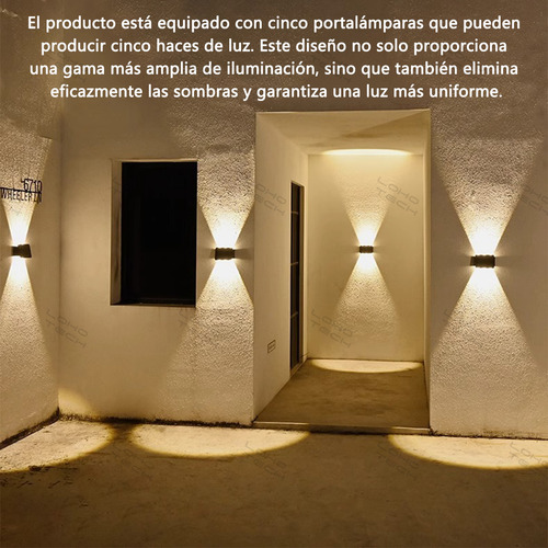 Lamparas De Pared Exterior Focos Jardin Solar Impermeable Loho Tech 5 Leds