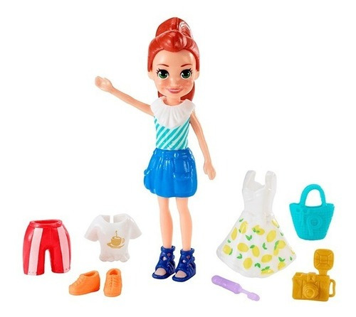 Polly Poket - Muñeca Y 7 Accesorios - Viaje De Modas