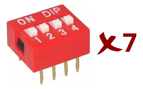 Dip Switch Interruptor Deslizante 4 Posiciones Pack De 7