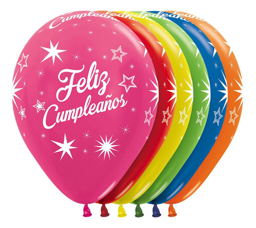 12 Bombas De Feliz Cumpleaños Globos De Colores Fiesta