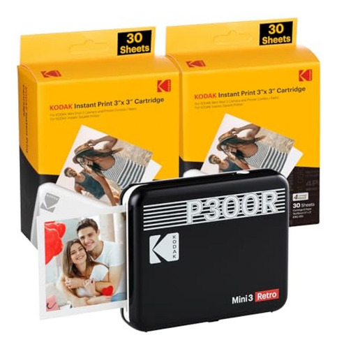 Impresora Kodak Mini 3 Retro  4pass Negro + 68 Hojas