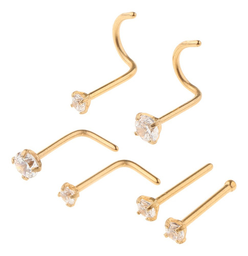 . 5 Piezas Acero Inoxidable Circón Cristal Tornillo Nariz