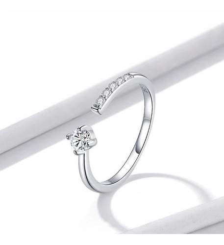 Imagen 3 de 8 de Anillo Compromiso Circones Ajustable Para Mujer En Plata 925
