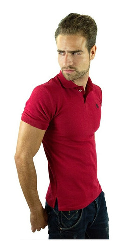 Playera Polo Valdov Para Slim Fit Caballero Rojo / Negro