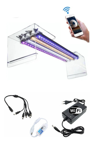 04 Luminárias Led Aquário 90cm C/ Suporte Acrílico + Wi-fi