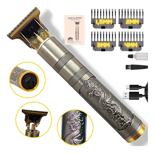 Máquina Profissional Acabamento Cabelo Barba Recarregável Cor DRAGAO 127/220V