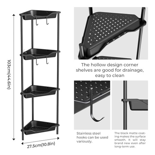Odesign Soporte De Esquina Para Ducha De 4 Niveles, Estante