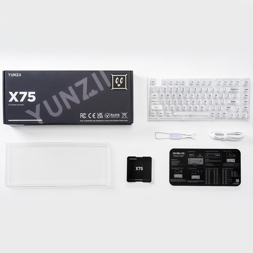 Yunzii X75 82 Tecla Hot Mechanical Keyboard Con Teclas Trans