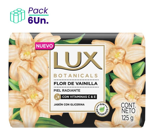 Jabon En Barra Piel Radiante Flor De Vainilla Lux 6 X 125g