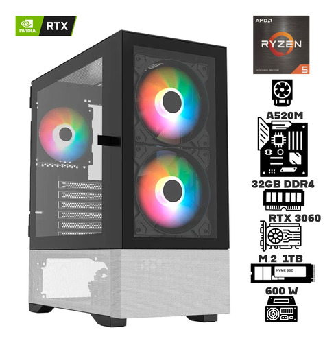 Computadora Ryzen 5 5600x Ram 32gb M.2 1tb Geforce Rtx 3060