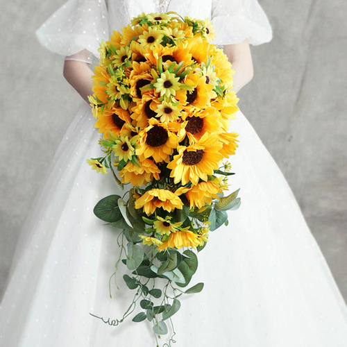 Girasol Artificial De Boda Sosteniendo Bouquet Toss Bouquet
