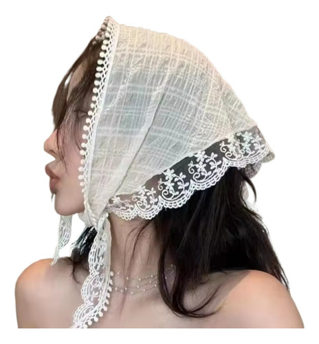 Bufanda Triangular De Encaje Francés Para Mujer, Diadema De