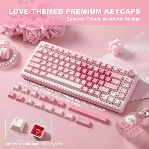 Yunzii B75pro Mechanical Keyboard,75% V2 Switch Pink