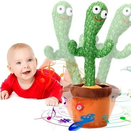 Imagen 5 de 9 de Juguete Cactus Luminoso Baila Canta Y Repite Voz Tik Tok Pel
