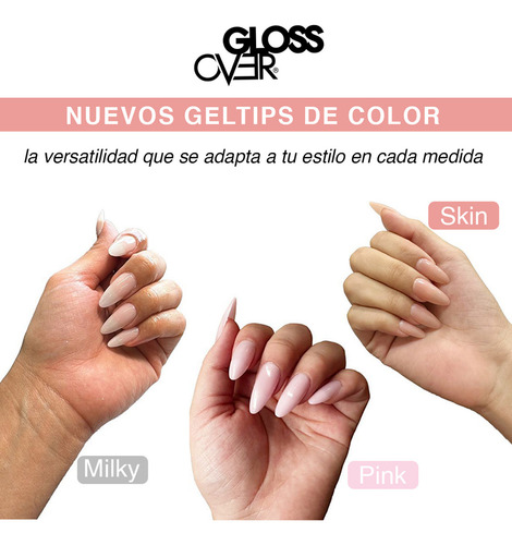 Gel Tips Uñas Postizas Square S Skin Gloss Over Caja 550pz