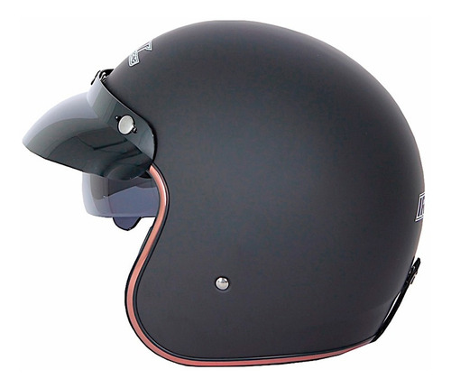 Imagen 2 de 7 de Casco Abieto 3/4 Iron Racing Chopper Negro Mate Lente Humo