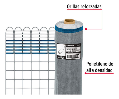 Malla Mosquitera Plastica Gris 0.90 Mt Fiero 44959 Gris