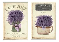 Comprar 2 Cuadros Vintage , Decoración Lavanda, 23x33 Con Vidrio