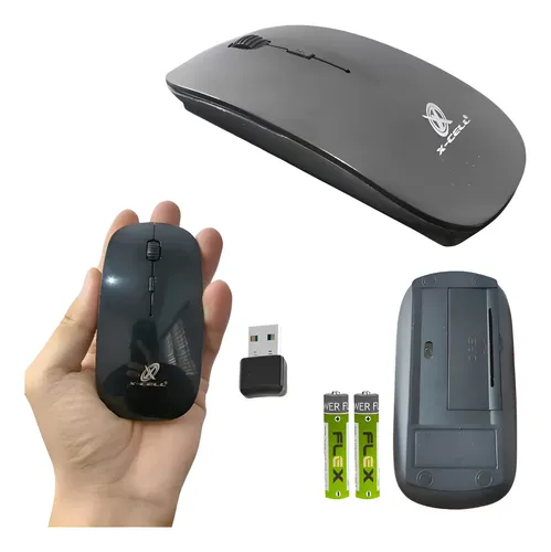 Mouse Wireless 2.4ghz Usb 1600 Dpi Ergonômico Preto C/pilhas