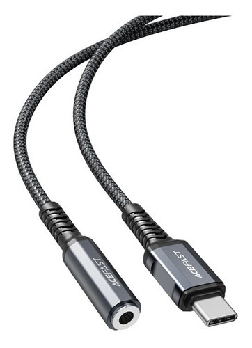 Cable Audio Para Audífono 3.5mm Jack Hembra Adaptador Usb C Color Gris oscuro