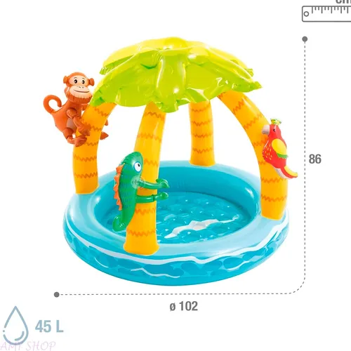 Piscina Inflable Con Para Sol Isla Tropical Amigos Intex